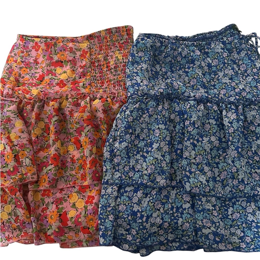 Wild Fable Floral Midi Skirts - Pink and Blue